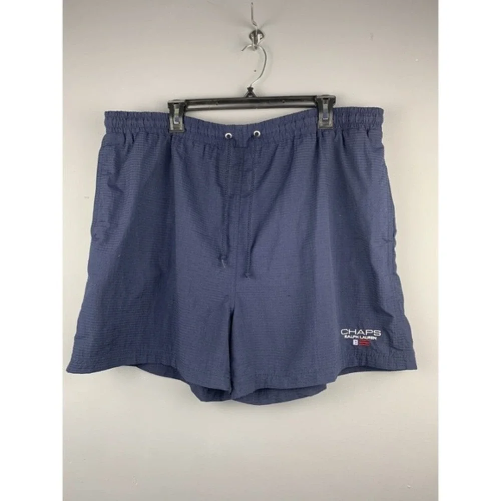 Chaps Ralph Lauren‎ Spellout Swim Trunks Mens XL Shorts Navy Blue Beach